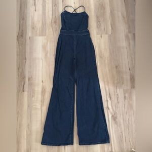 Jean open back flared jumpsuit